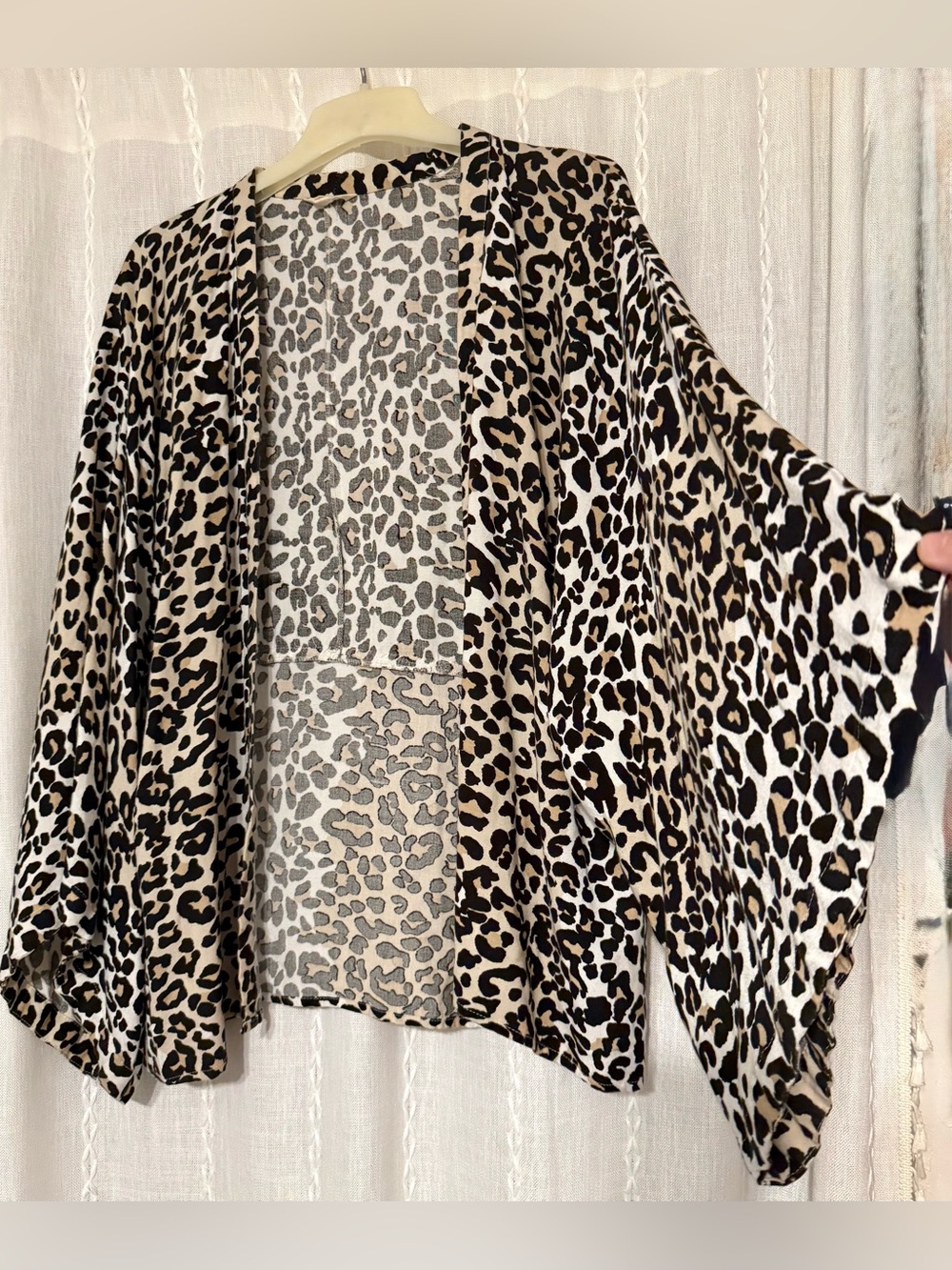 Sim & Sam Animal Print Rayon Dolman Kimono Open Cardigan Sz. S/M